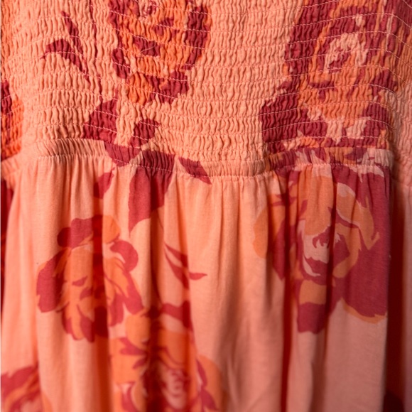 Free People Short Sleeve Sundrenched Maxi Dress In Pinky Combo Size M - Picture 7 of 9